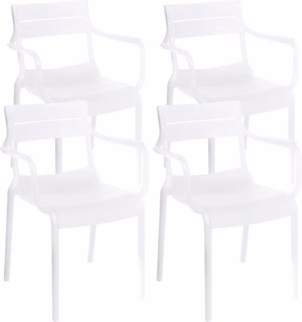 Oviala - Set di 4 poltrone da giardino in plastica bianca