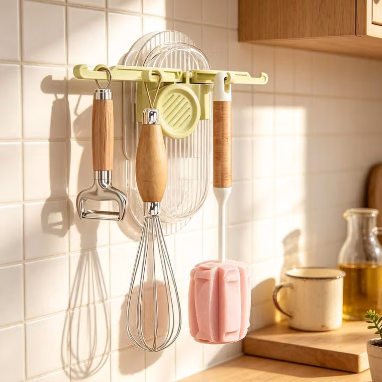 Ganci regolabili per utensili da cucina, supporti estensibili per camere da letto, bagni e mobili sottopensili