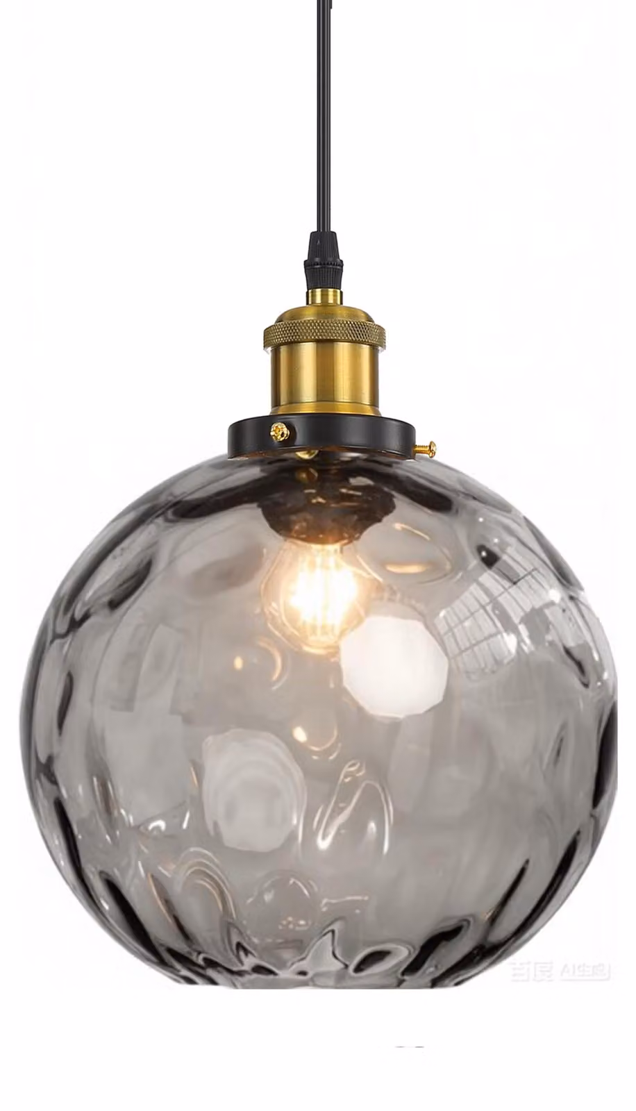 Lampada a sospensione in vetro a forma di onda, con dettagli in ottone