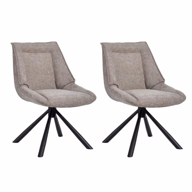 Duhome sedia da pranzo set di 2 sedie da cucina Sedia girevole a 180° in tessuto di ciniglia e struttura in metallo sedia da salotto con funzione di ritorno, grigio
