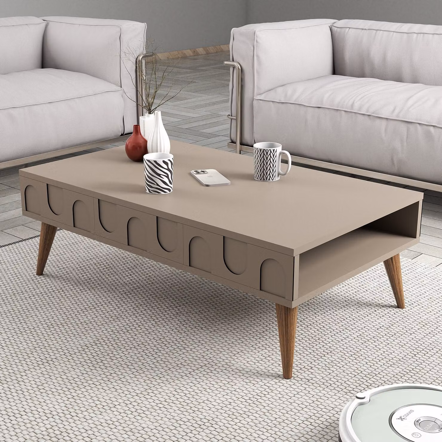 Skye Decor, Lione 34 - Atlas, Walnut, tavolino, Atlas, 100% pannelli truciolari rivestiti in melamina, 105 x 60 x 34,6 cm
