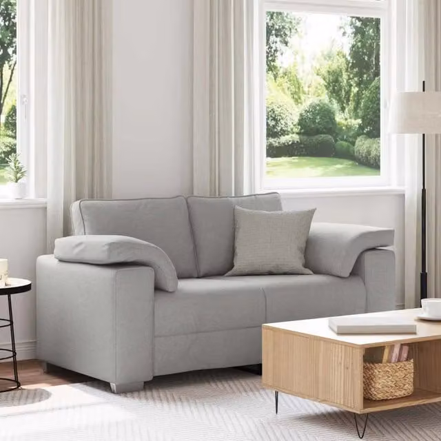 Divano a due posti moderno vidaXL in tessuto grigio con cuscini inclusi L: 160 cm, P: 82 cm, H: 77 cm – 1