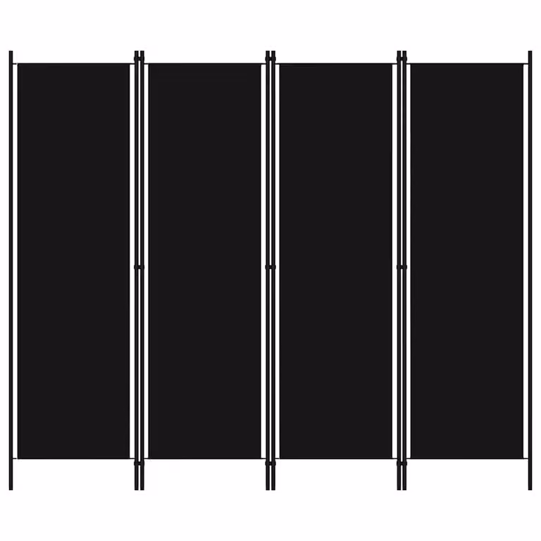 vidaXL Paravento a 4 Pannelli Nero L: 200 cm, H: 180 cm