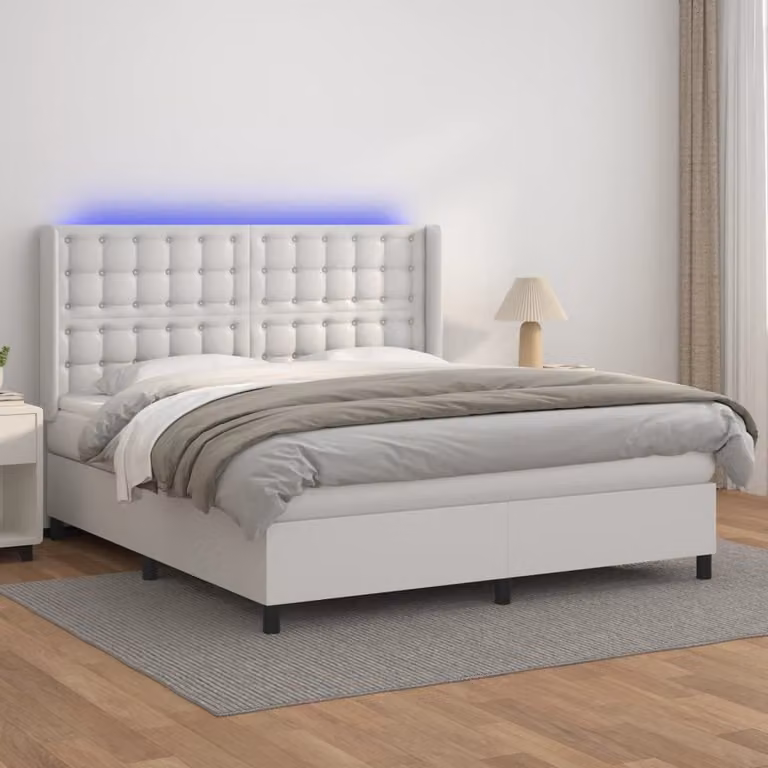 Maison Exclusive - Giroletto Molle con Materasso e LED Bianco 180x200cm Pelle finta