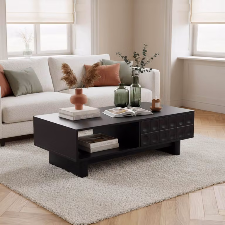 Tavolino rettangolare L120 cm nero - Oviala Octave