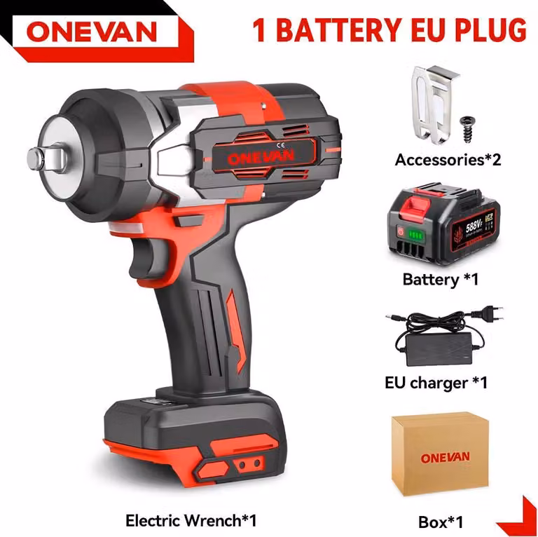 Avvitatore a impatto a batteria - Senza spazzole 18 V - 2800 W - 8500 colpi/min - 1 batteria - Caricabatterie UE - Arancione