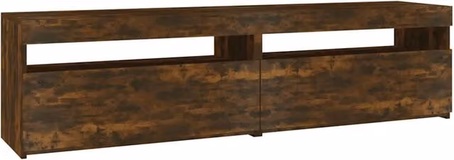 Mobile TV moderno con luci LED integrate in Rovere Fumo marrone, L 75 cm, P 35 cm, H 40 cm