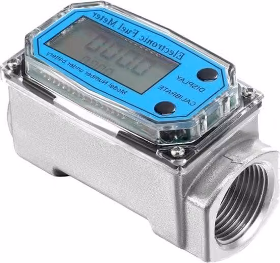 Misuratore di portata digitale a turbina per acqua - misuratore di portata elettronico 15-120 l, 1 pollice NPT - blu