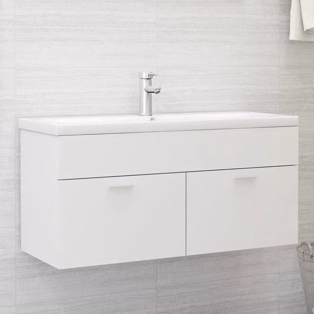 Mobile Bagno con Lavabo Integrato Bianco in Legno Multistrato 3071297