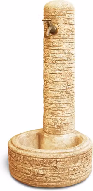 Fontana da Giardino Senza Rubinetto in Cemento Granulato di Marmo Brumano Nocciola