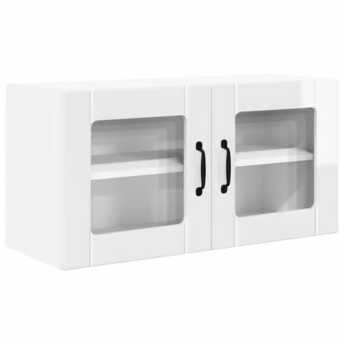 Armadietto da cucina moderno da parete pratico finitura elegante 80 x 31 x 40 cm in legno di ingegneria, bianco lucido 02_0054293
