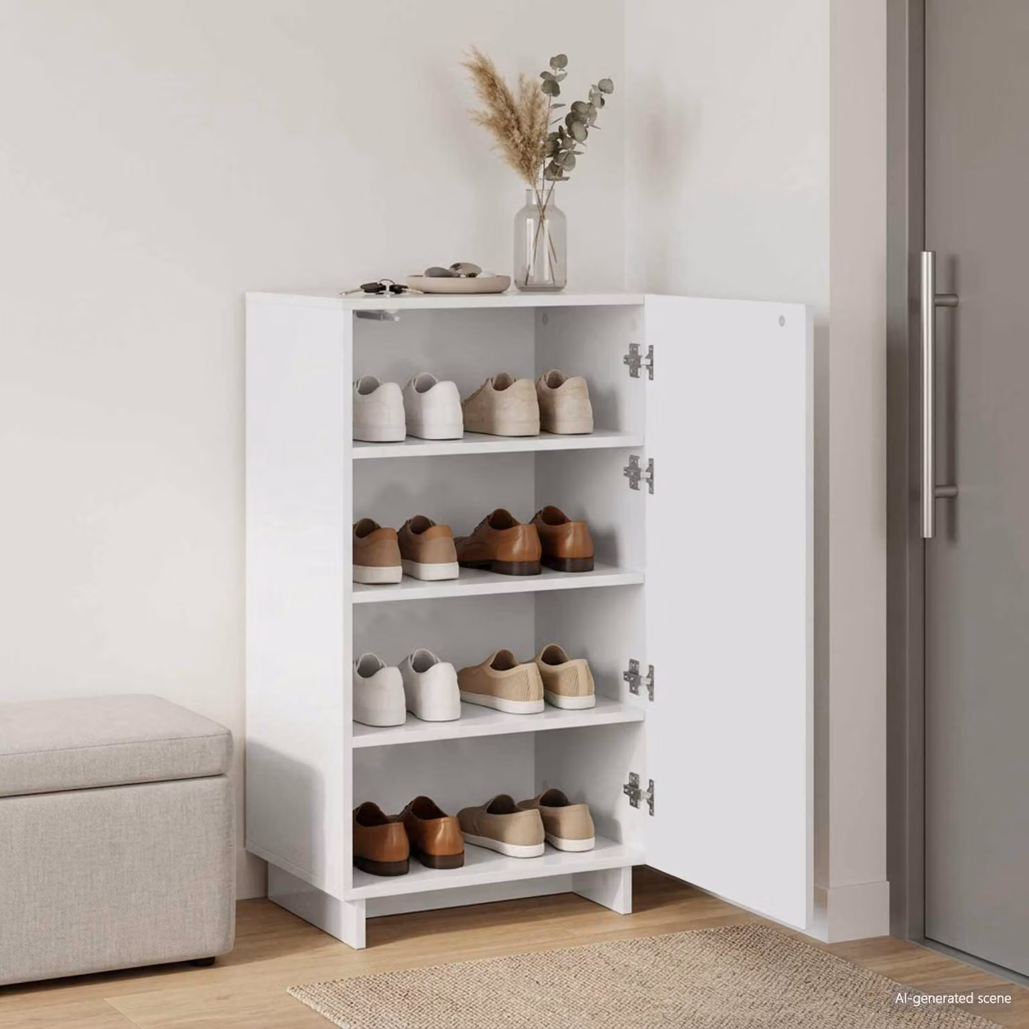 Scarpiera moderna vidaXL in legno bianco con ante a battente L/P/H: 48 x 38 x 87,5 cm