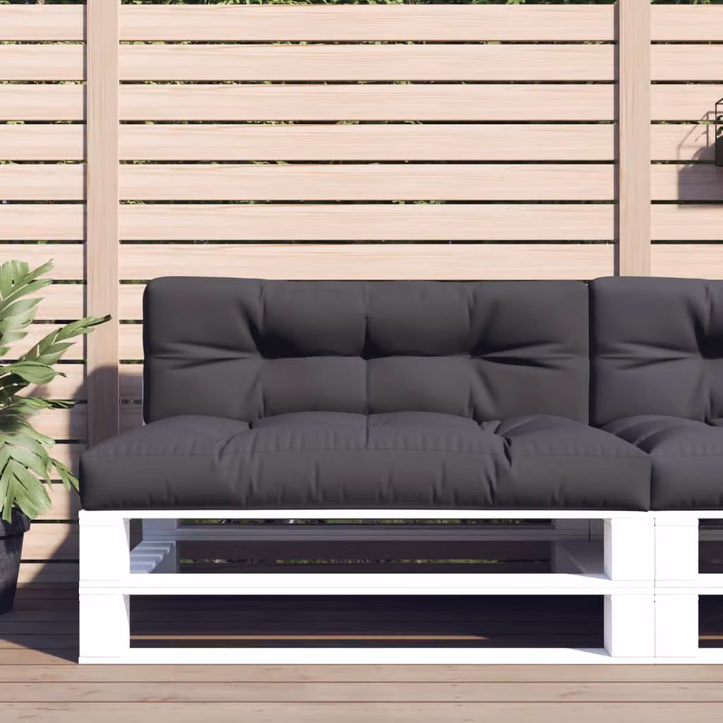 vidaXL Set di 2 Cuscini per Pallet Antracite in Poliestere Idrorepellente e Resistente ai Raggi UV L: 120 cm, P: 80 cm, H: 12 cm