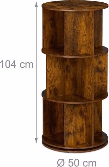 Libreria girevole compatta design industriale soggiorno ufficio 104 x 50 cm in truciolato marrone 13_0016452