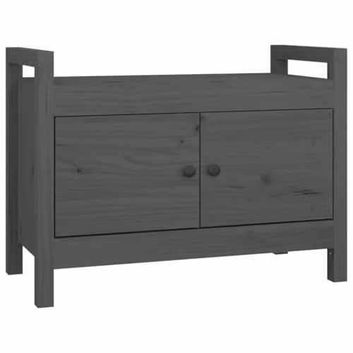 Panca da ingresso, 80 x 40 x 60 cm, legno di pino massiccio grigio 02_0010871