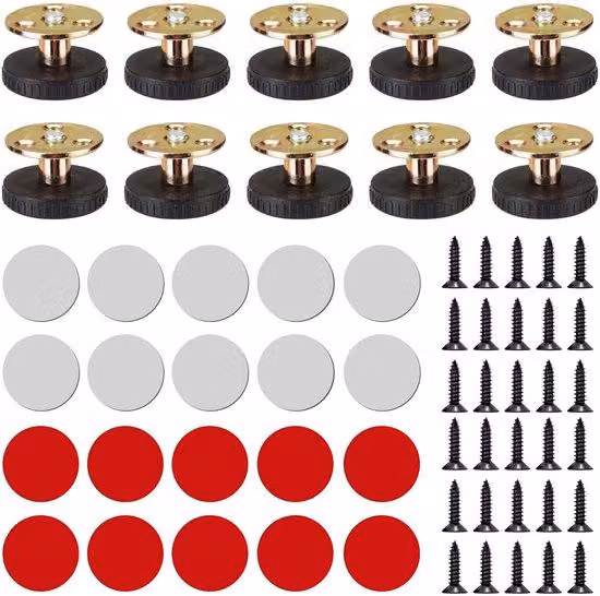 Piedini regolabili per mobili - 10 pezzi - Neri - Con cuscinetti ammortizzanti - Adatti per mobili - 24-40 mm