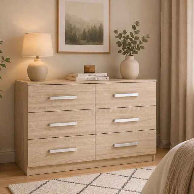 Laganaro, Cassettiera 6 Cassetti, 112x43x79h cm Marrone Rovere