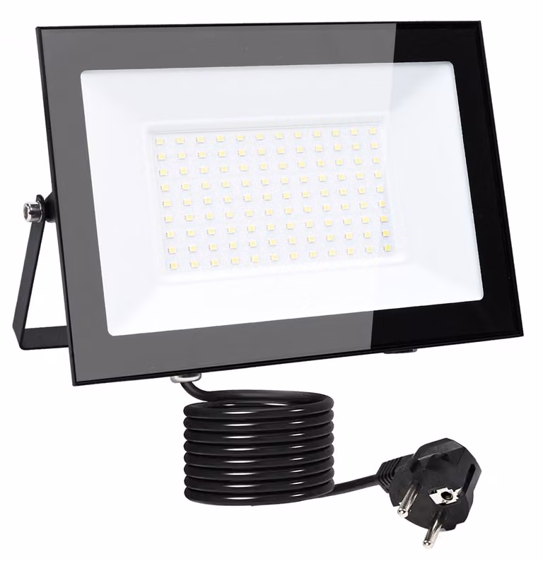 Faretto LED da esterno, 100 W, luce bianco caldo, 8500 lm, grado di protezione IP66, cavo da 3 metri, alluminio