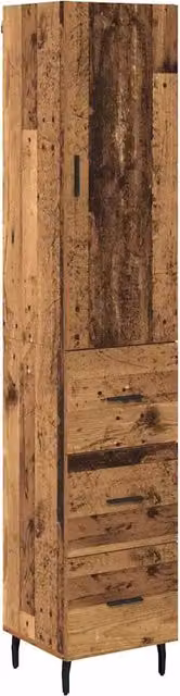 Credenza Buffet in Legno Vecchio e Metallo per Cucina e Sala da Pranzo, Marrone e Nero, L/P/H: 34,5 x 34 x 180 cm – 1