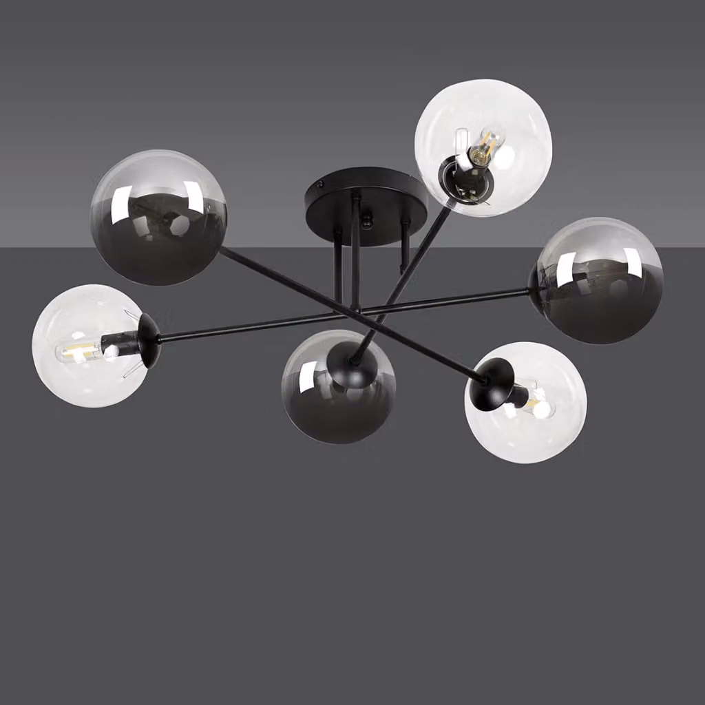 Lampadario a soffitto Emibig in metallo e vetro multicolore nero con 6 lampadine E14 dimmabile – 2