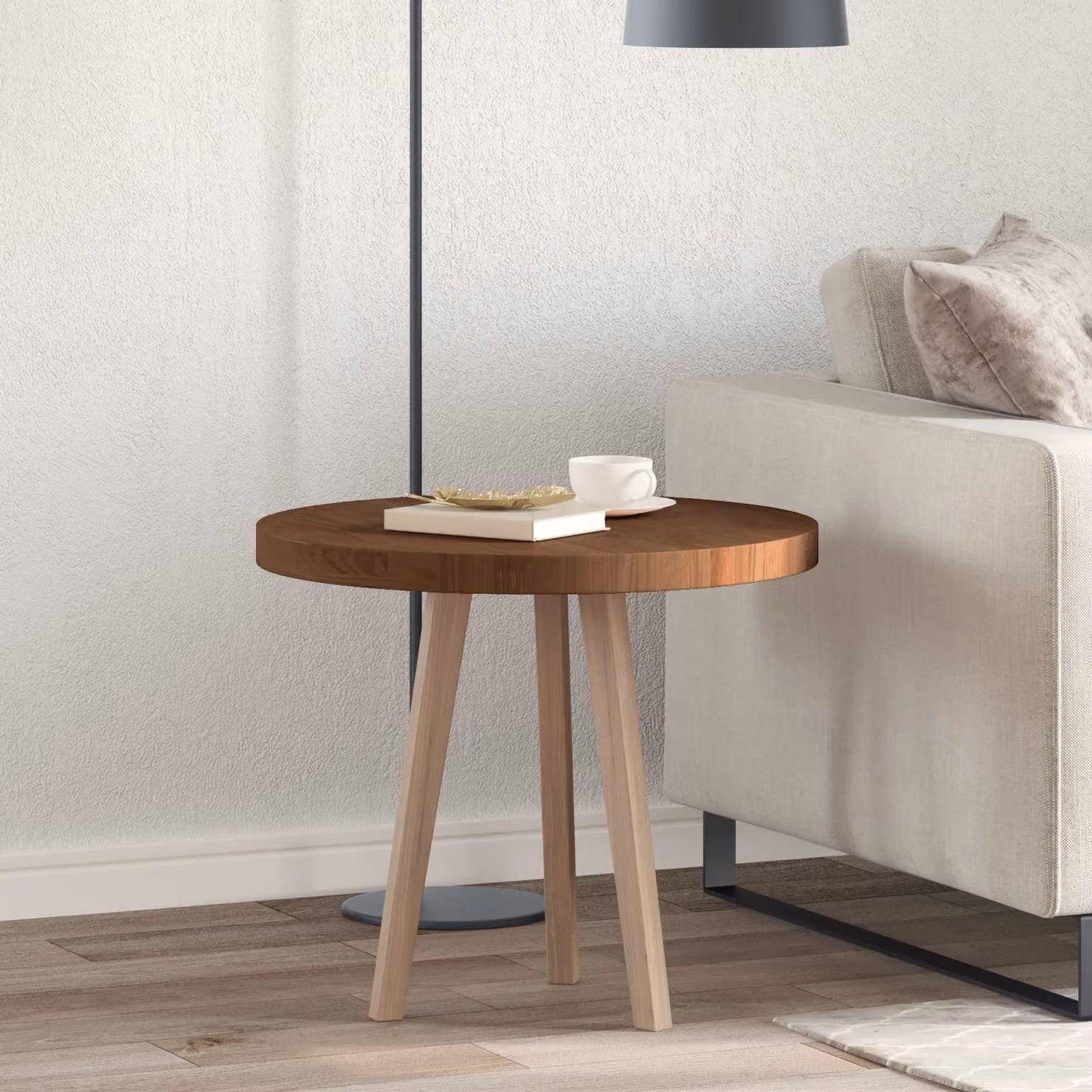 Piano del tavolo rotondo vidaXL in legno di quercia massello marrone, Ø 60 cm, H: 4 cm