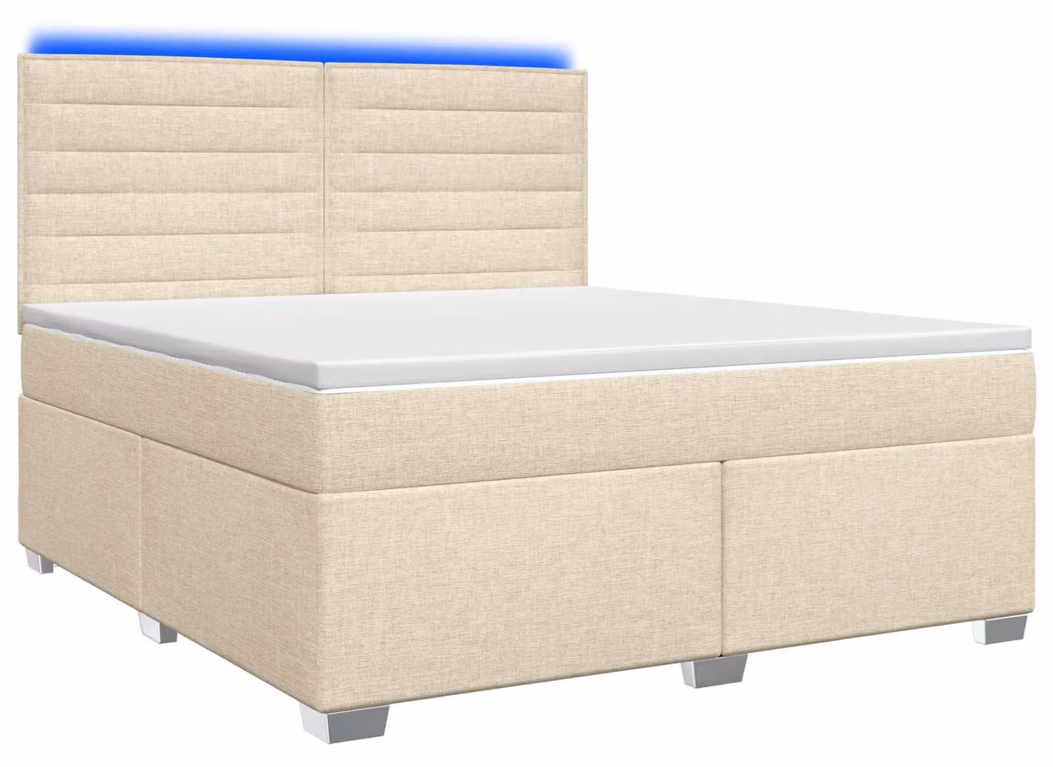 Letto a molle con materasso crema 140 x 200 cm in tessuto