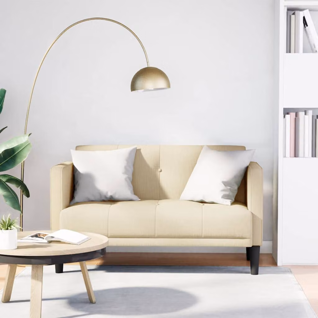 Divanetto vidaXL in tessuto beige per il tuo soggiorno, L: 111 cm, P: 74,5 cm, H: 67 cm