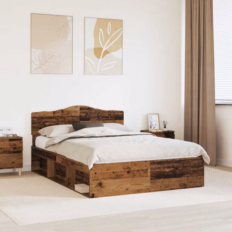 Struttura del letto in pino massello vidaXL, colore marrone, L/P/H: 140 x 190 x 90 cm