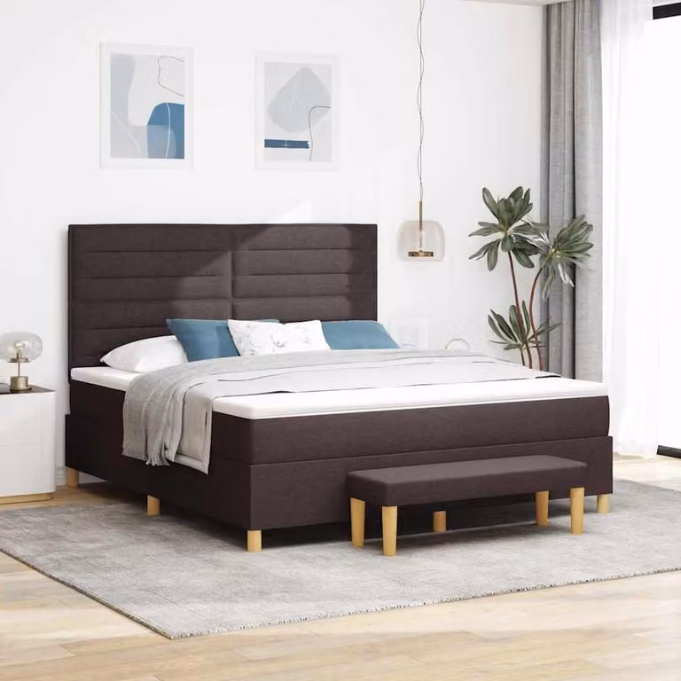 Maison Exclusive - Letto boxspring con testiera, marrone scuro, 200 x 180 cm, rivestimento in tessuto