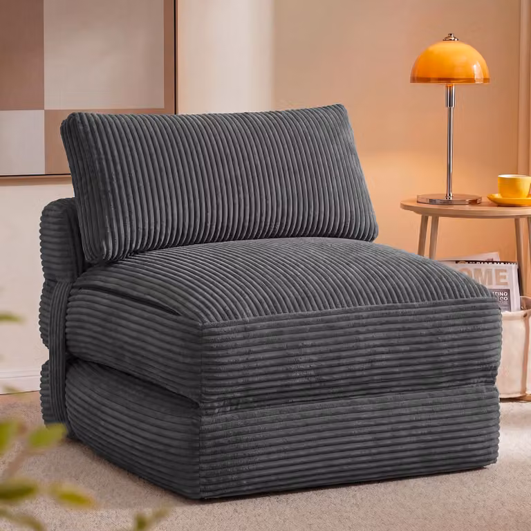 Poltrona reclinabile in tessuto, divano letto pieghevole con cuscino, marca VASAGLE