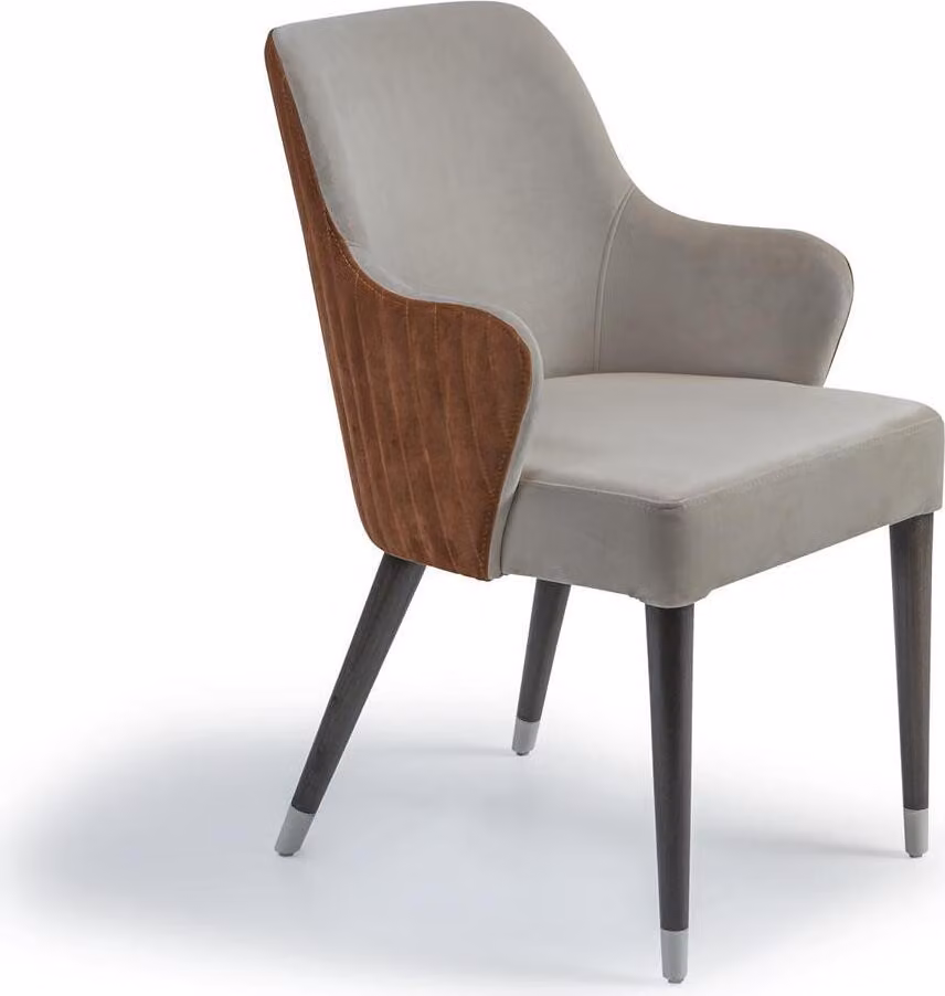 Luxus Stuhl mit Armlehnen Grau Polstersitz Modern Esszimmer Designer Möbel
