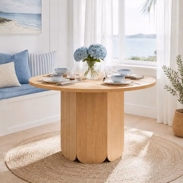 Tavolo da pranzo rotondo ?120 cm in MDF colore rovere per 4-6 persone