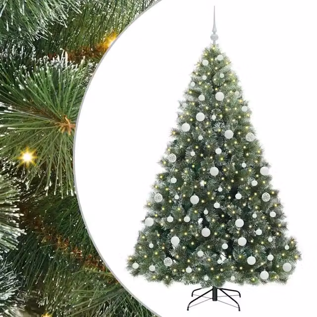 Albero di Natale artificiale moderno vidaXL verde con 300 LED luce bianca calda in PE e PVC, Altezza: 180 cm – 1