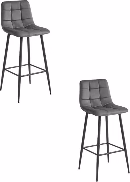 Set di 2 sgabelli bar Arceto in velluto grigio scuro e metallo
