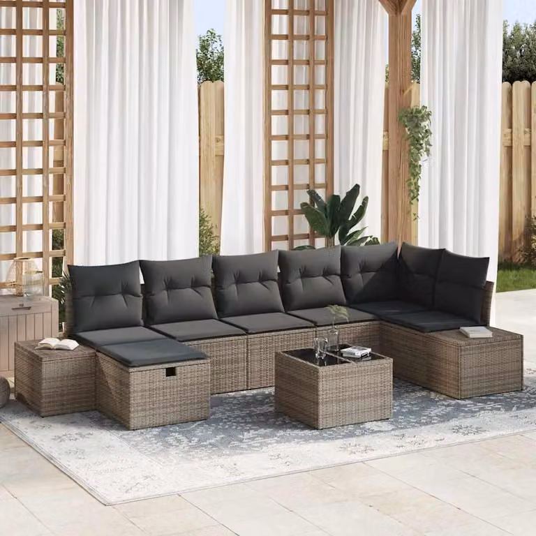 Maison Exclusive - Set di divani da salotto, 7 pezzi, in rattan sintetico
