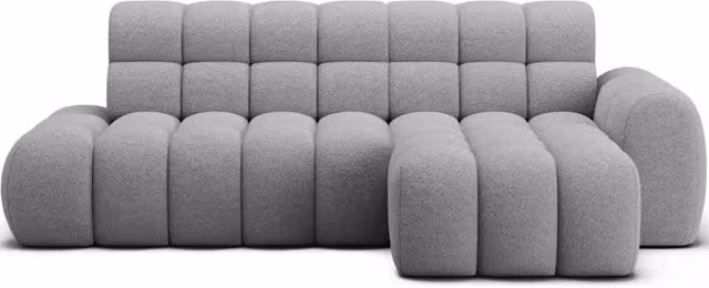 Divano ad angolo trasformabile BULLA MEUBLORAMA a 3 posti grigio in tessuto bouclé con estensione elettrica del sedile e funzione letto L/P/H: 283 x 165 x 46 cm