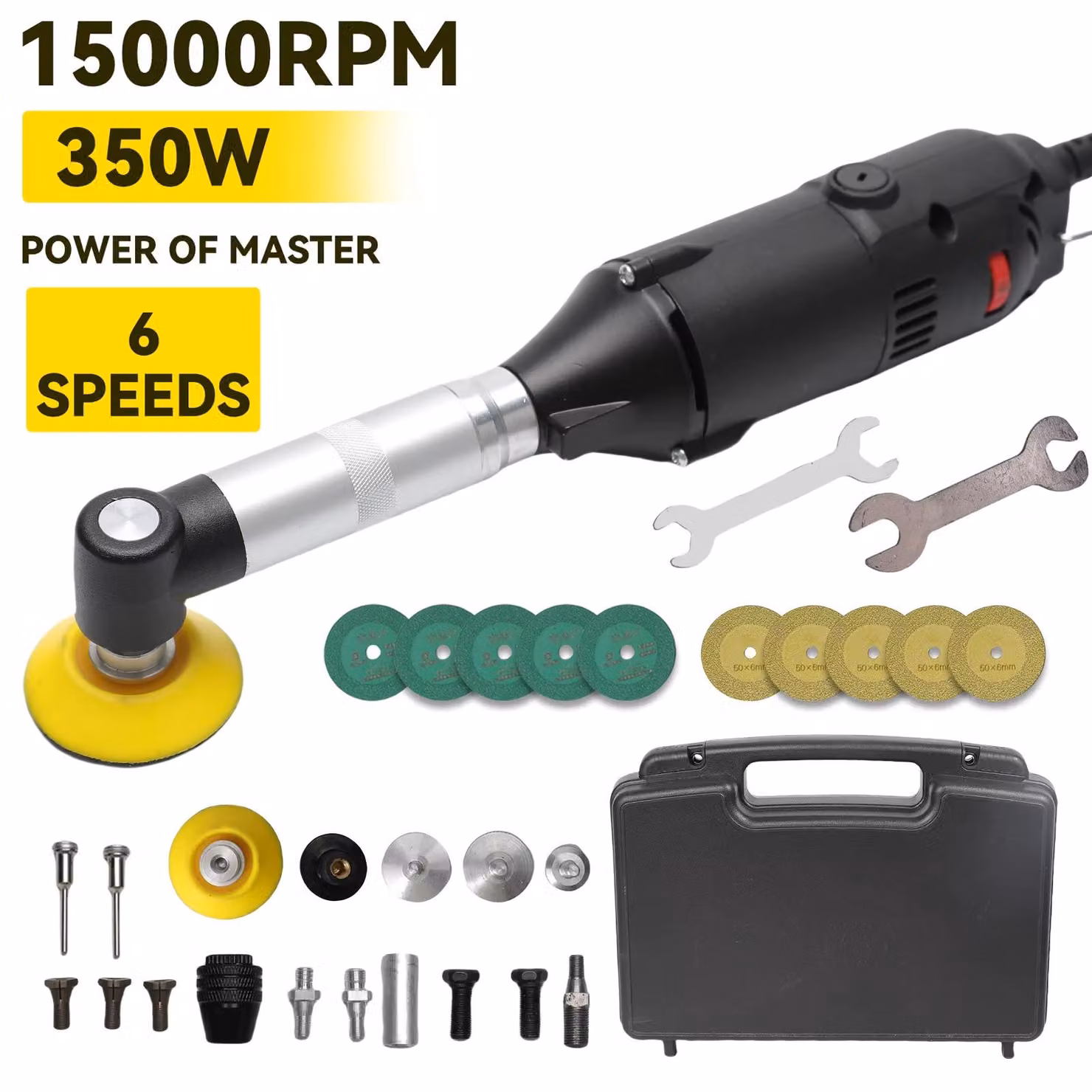 Utensile elettrico da 350W per la pulizia e la levigatura delle fughe delle piastrelle in Vetroceramica, con 6 velocità regolabili, ideale per la pulizia, la levigatura e la lucidatura. Colore: nero