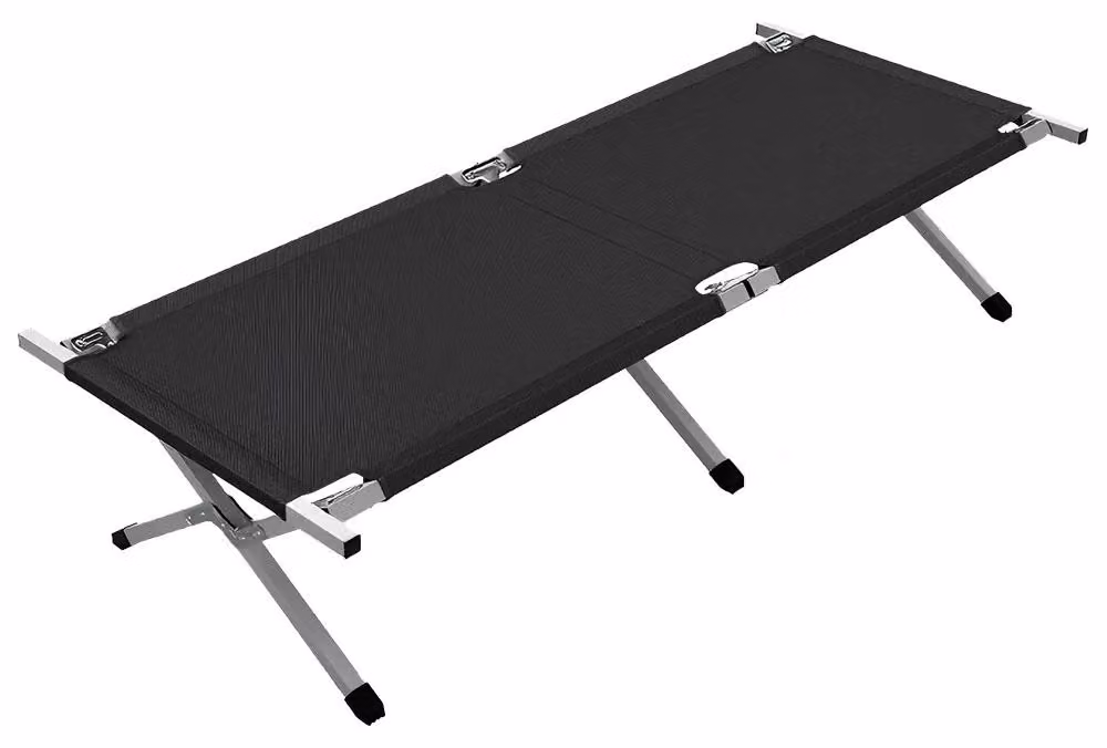 Letto da campeggio, struttura in acciaio resistente, design portatile, colore nero