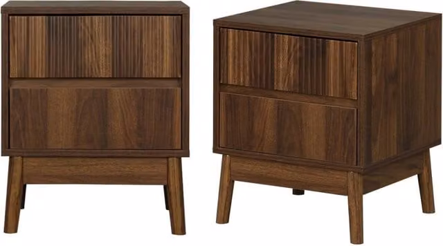 Set di 2 comodini Sweeek in stile scandinavo con 2 cassetti, effetto legno pino, colore marrone, L/P: 40 x 39 cm
