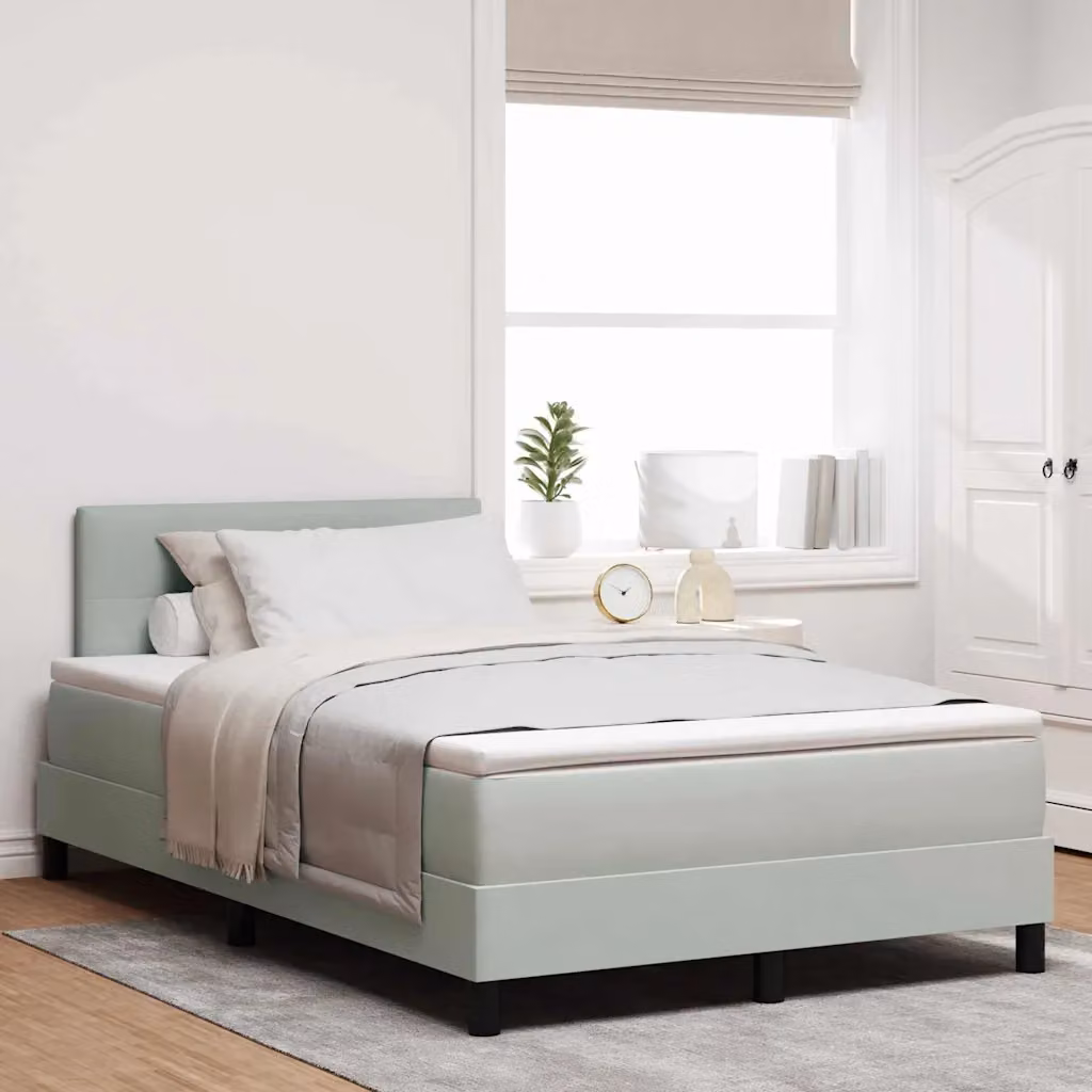 Letto a molla con illuminazione LED vidaXL in velluto grigio, L 120 x P 200 cm – 1