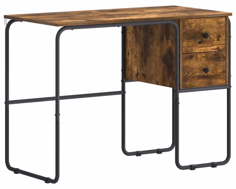 Scrivania con spazio contenitivo in legno effetto noce, dimensioni 100 x 50 x 75 cm
