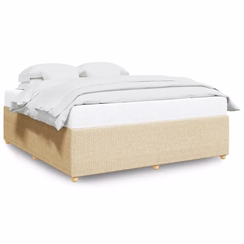 Giroletto vidaXL senza materasso in tessuto beige con struttura in legno e doghe, L 180 cm x P 200 cm – 2