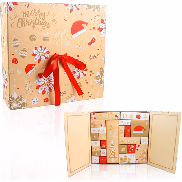 Calendario dell'Avvento da riempire, con 24 scatoline regalo, ideale per creare un calendario di Natale personalizzato, colore giallo