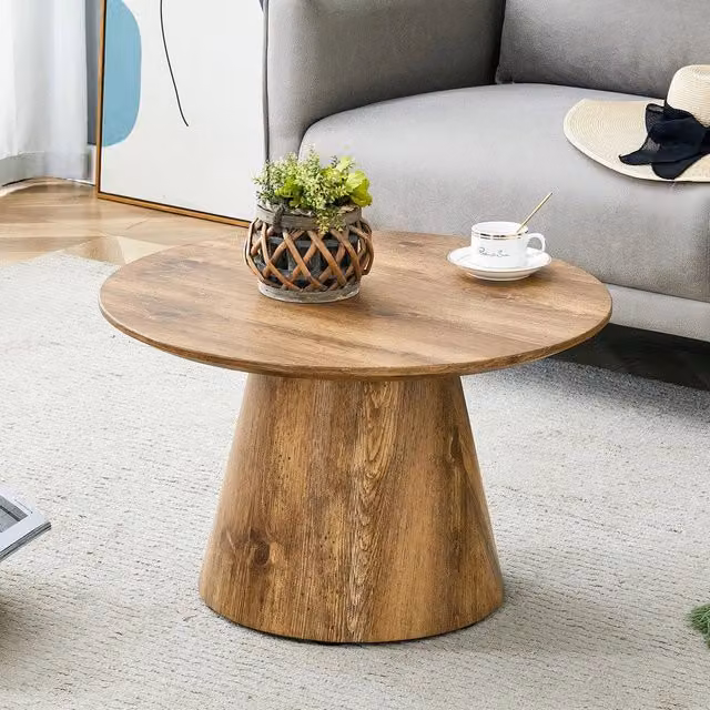 Tavolino da caffè rotondo MINIMAL in legno MDF marrone L: 60 cm, H: 35 cm