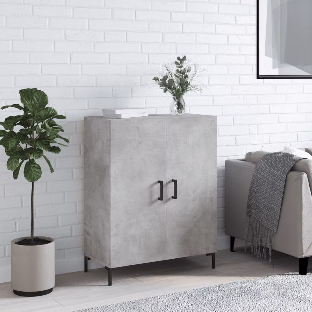 Credenza vidaXL in legno multistrato e metallo, Grigio Cemento, L 69,5 x P 34 x H 90 cm