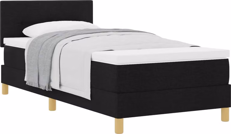 Letto a molle con cuscino con testiera Nero 80 x 200 cm Tessuto