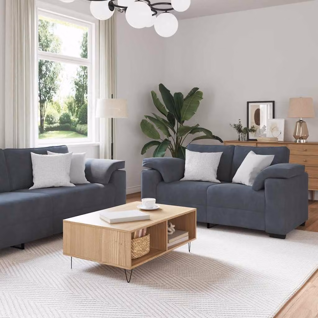 Maison Exclusive - Set divano a 3 pezzi con cuscini in velluto grigio scuro