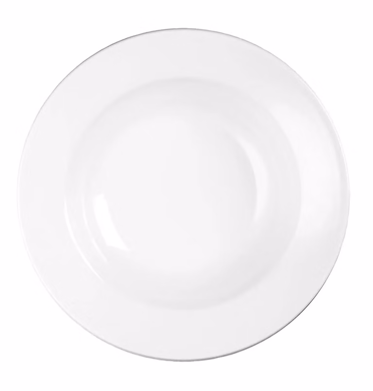 Piatto fondo bordato bianco in porcellana diametro 25 cm linea Profile 12 pezzi