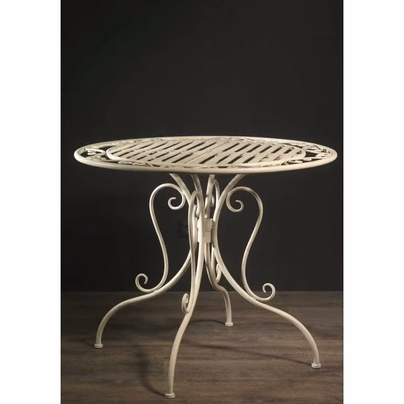 Tavolo tondo in metallo Vacchetti colore bianco per giardino e terrazzo L: 90 cm, H: 75 cm – 2