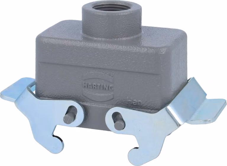 HARTING Han 10B Custodia a manicotto bassa, 1xM20 uscita cavo diritta, con 2 staffe trasversali Vite M20 Area di serraggio 7,0 mm